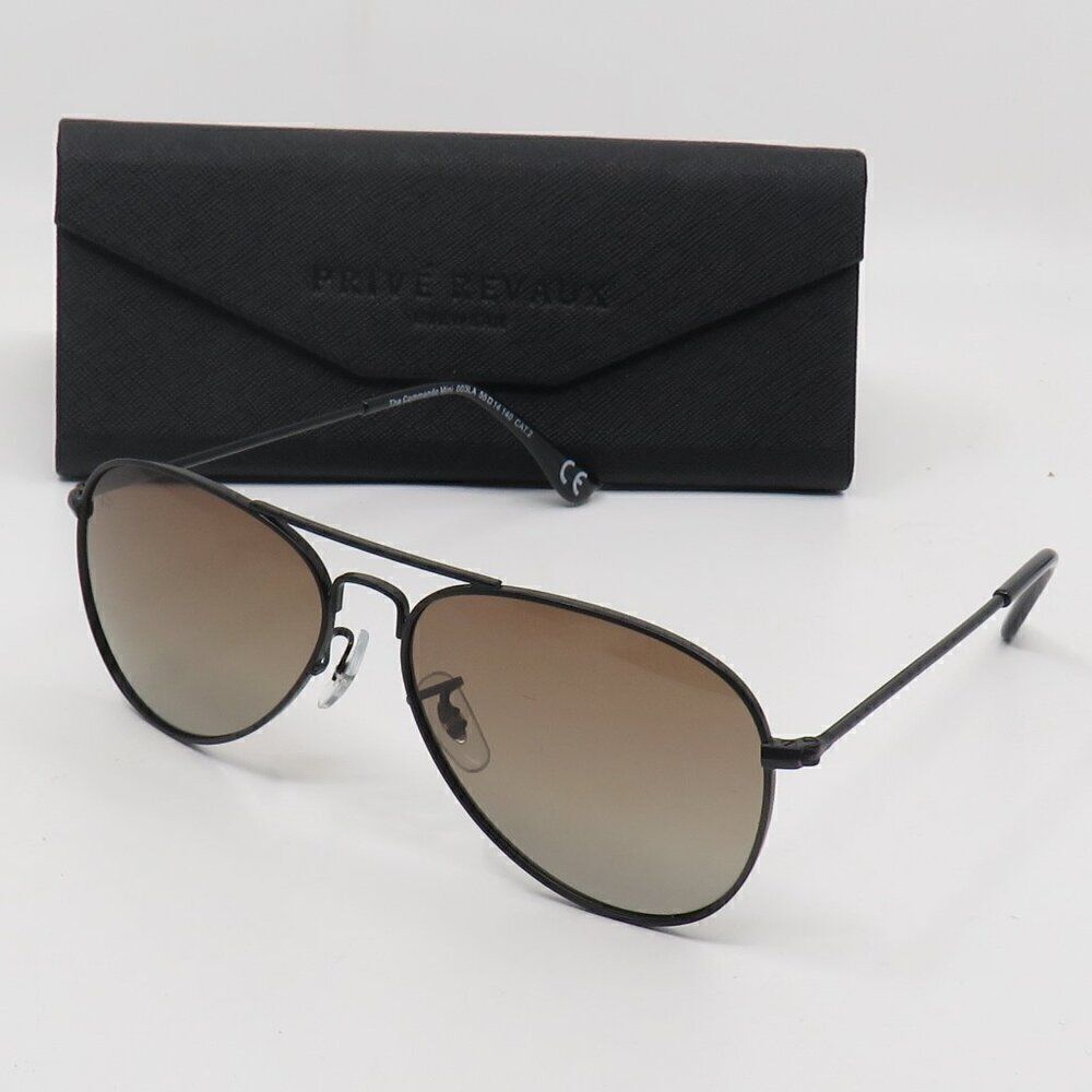 Prive Revaux New Polarized The Commando Mini Black/Beige Aviator Sunglasses